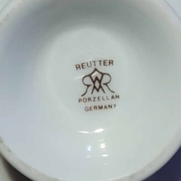 Vtg Reutter Porzellan Germany Hearts Bird Flowers Porcelain Footed Trinket Dish - Picture 4 of 4